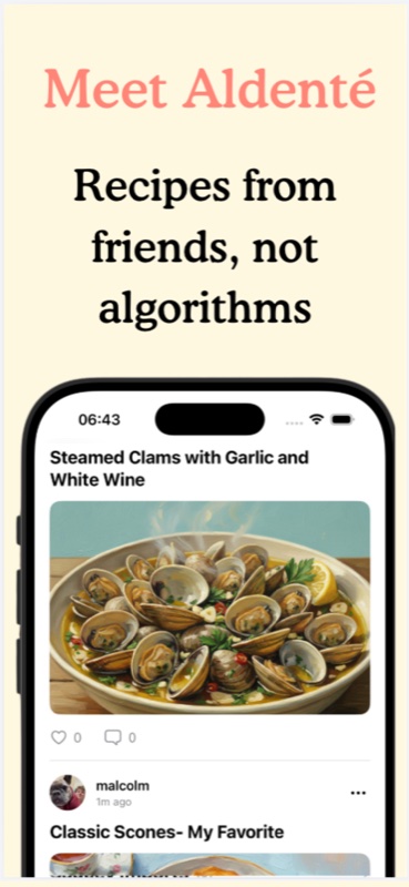 Aldenté friends feed — recipes from people you actually know