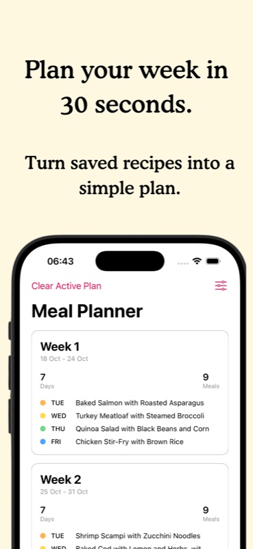 Aldenté meal planner — drag recipes onto a weekly calendar