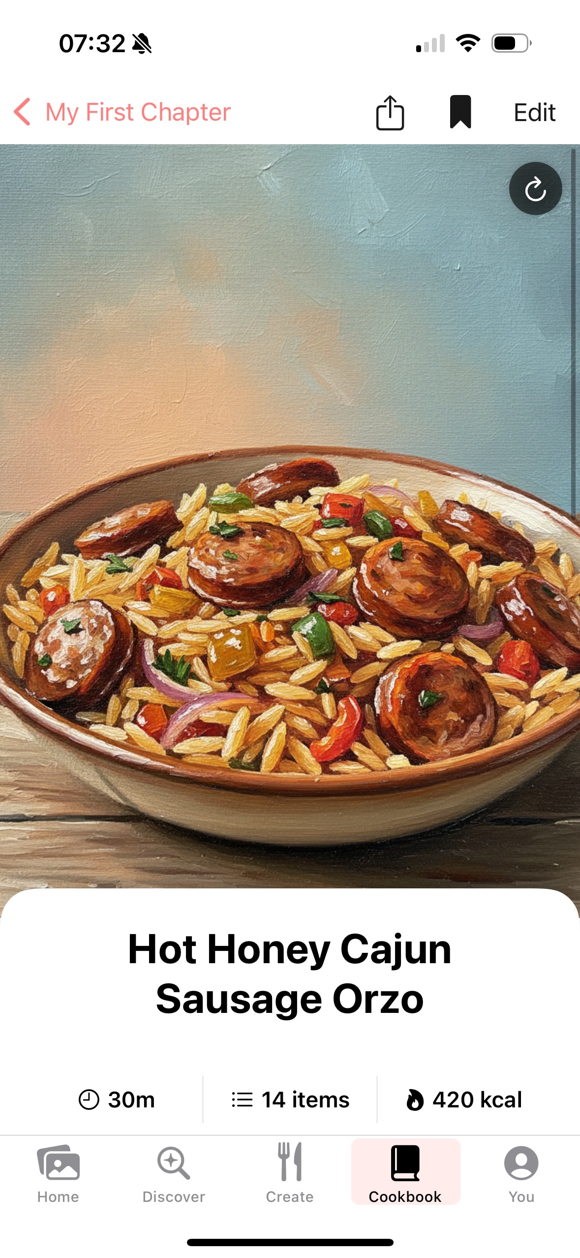 Recipe saved in Aldenté app